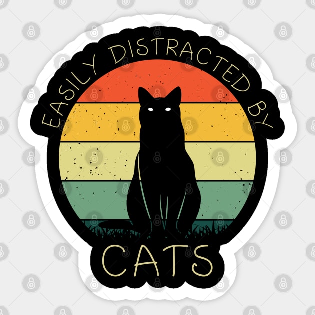 Easily Distracted By Cats Shirt Cat Lovers Women Funny Cat Sticker by Sowrav